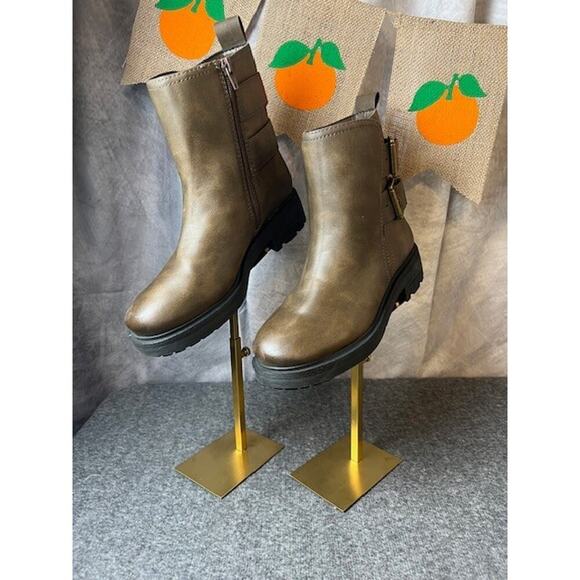 Lucky Brand Motorcycle Candre Mid-Calf Zip Boot Leather Tuscany Brown Sz 7 - Picture 1 of 10